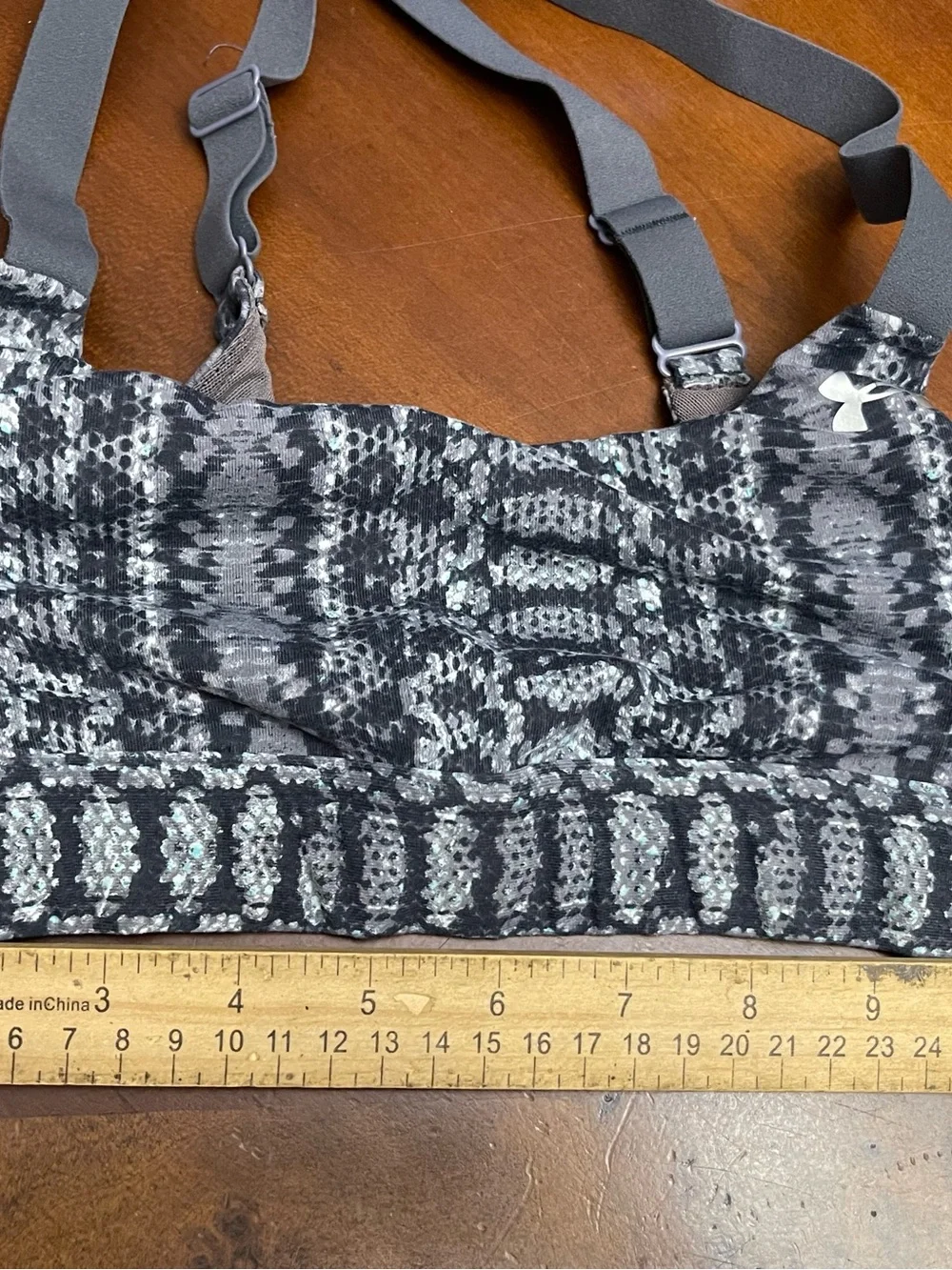 Under Armour Gray Patterned Sports Bra with Crossback Straps